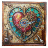 Sonnenblumen Festglass Herz Steampunk Serie Fliese (Vorderseite)