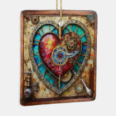 Sonnenblumen Festglass Herz Steampunk Serie Keramikornament (Rechts)