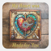 Sonnenblumen Festglass Herz Steampunk Serie Quadratischer Aufkleber (Vorderseite)