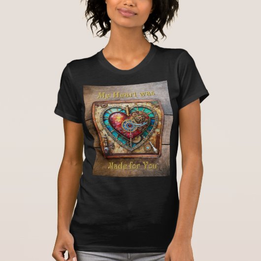 Sonnenblumen Festglass Herz Steampunk Serie T-Shirt (Vorderseite)