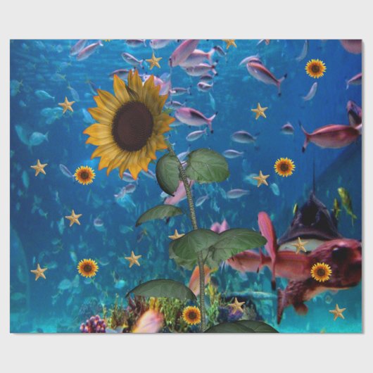 Sonnenblumen Fisch Fisch Matte Wrapping Papier Geschenkpapier (Flach)