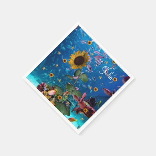 Sonnenblumen Fisch Papier Napkins Serviette (Ecke)