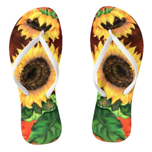 Sonnenblumen Flip Flops Badesandalen (Fußbett)