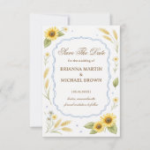 Sonnenblumen Florale Rustikale Hochzeitsankündigun Save The Date (Vorderseite)