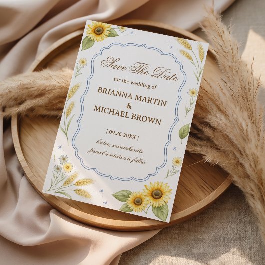 Sonnenblumen Florale Rustikale Hochzeitsankündigun Save The Date
