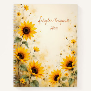 Sonnenblumen Florale Spiralbindung Botanisches Jou Notizblock