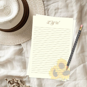 Sonnenblumen Florales Monogramm mit Ecru-Linien Briefpapier