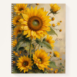 Sonnenblumen Florales Spiral-Tagebuch Botanisch Notizblock