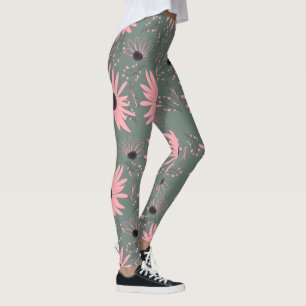Sonnenblumen Florals Pink Handgezeichnet Botanisc Leggings