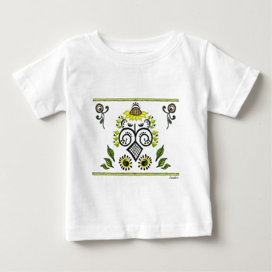 Sonnenblumen Folk Pattern von Alexandra Cook Baby T-shirt (Vorderseite)