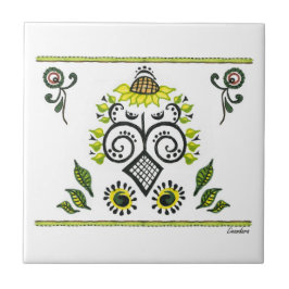 Sonnenblumen Folk Pattern von Alexandra Cook Fliese