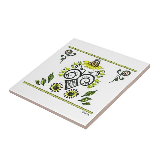 Sonnenblumen Folk Pattern von Alexandra Cook Fliese (Seite)