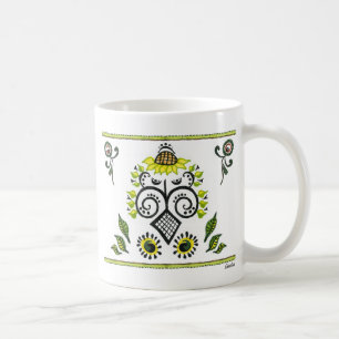 Sonnenblumen Folk Pattern von Alexandra Cook Kaffeetasse