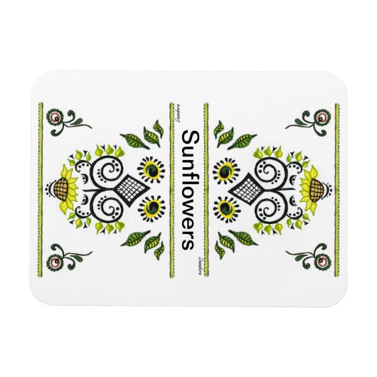 Sonnenblumen Folk Pattern von Alexandra Cook Magnet (Horizontal)