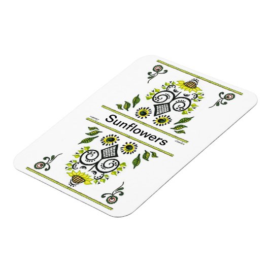 Sonnenblumen Folk Pattern von Alexandra Cook Magnet (Linke Seite)