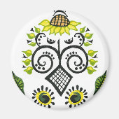 Sonnenblumen Folk Pattern von Alexandra Cook Magnet (Vorne)