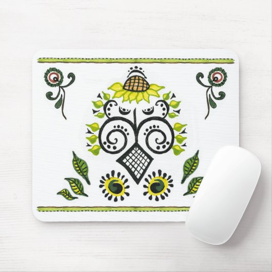 Sonnenblumen Folk Pattern von Alexandra Cook Mousepad (Mit Mouse)