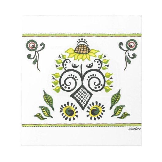 Sonnenblumen Folk Pattern von Alexandra Cook Notizblock (Vorderseite)