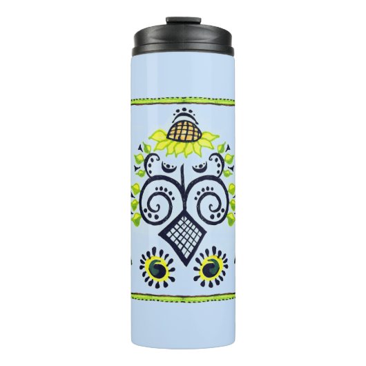 Sonnenblumen Folk Pattern von Alexandra Cook Thermosbecher (Vorderseite)
