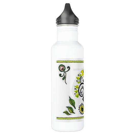 Sonnenblumen Folk Pattern von Alexandra Cook Trinkflasche (Links)