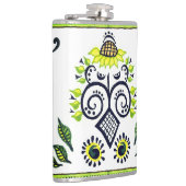 Sonnenblumen Folklorekunst Muster in Gelb und Schw Flachmann (Rechts)