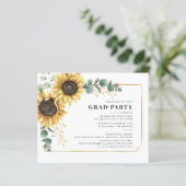 Sonnenblumen Foto Abschluss 2025 Party Einladung (Stehend Vorderseite)