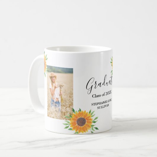 Sonnenblumen Foto Abschluss Kaffeetasse (Vorderseite Links)