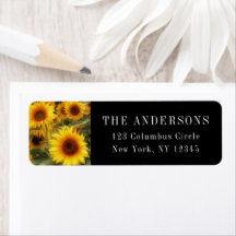 Sonnenblumen Foto Black Return Address Label