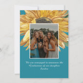 Sonnenblumen Foto Blau Moderner rustikaler Abschlu Ankündigung (Rückseite)