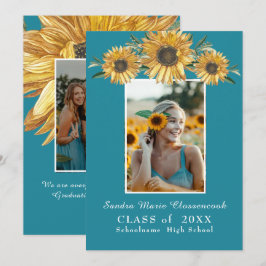 Sonnenblumen Foto Blau Moderner rustikaler Abschlu Ankündigung