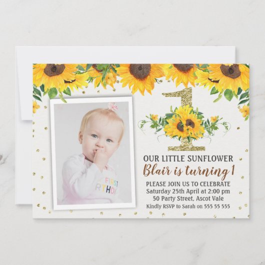 Sonnenblumen Foto Einladung zum Geburtstag (Vorderseite)
