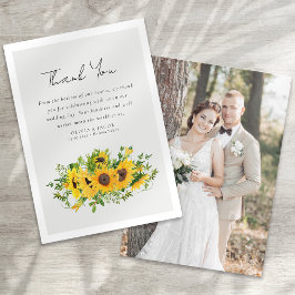 Sonnenblumen-Foto-Hochzeit Dankeskarte