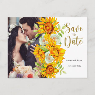 Sonnenblumen-Foto Hochzeit Speichern Sie das Datum Ankündigungspostkarte