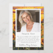 Sonnenblumen Foto Keepake Beerdigung Gedenkstätte Dankeskarte (Vorderseite)