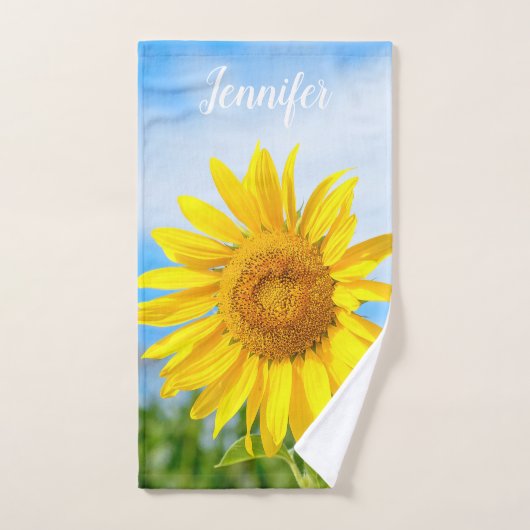 Sonnenblumen Foto Personalisierter Name Handtuch (Handtuch)