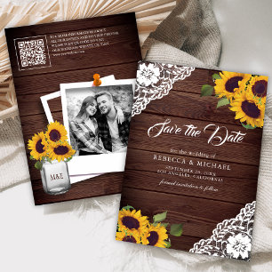 Sonnenblumen Foto QR Code Hochzeit Save The Date