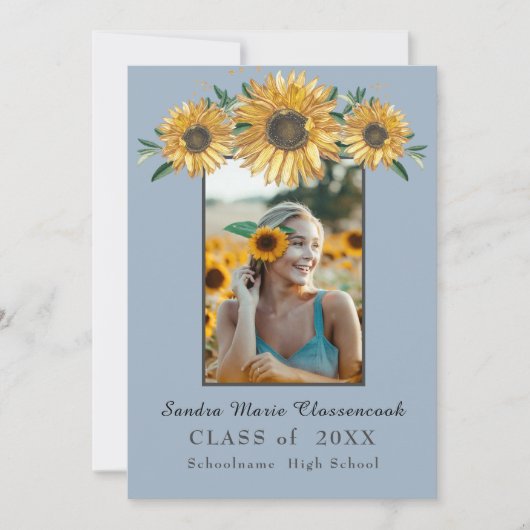 Sonnenblumen Foto Rahmen Moderner rustikaler Absch Ankündigung (Vorderseite)