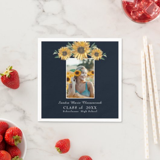 Sonnenblumen Foto Rahmen Moderner rustikaler Absch Serviette (Beispiel)