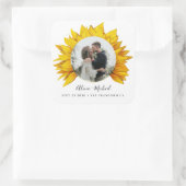 Sonnenblumen Foto rustikale Hochzeit speichern Sie Quadratischer Aufkleber (Tasche)