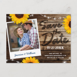 Sonnenblumen Foto Rustikale Holzhochzeit speichern Ankündigungspostkarte