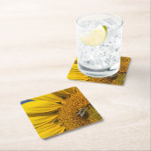 Sonnenblumen Foto Sommerbiene Botanische Rechteckiger Pappuntersetzer (Vor Ort)