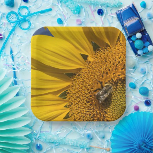 Sonnenblumen Foto Summer Bee Botanischer Garten Pappteller (Party)