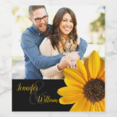 Sonnenblumen, Foto-Weinflasche mit Namen Weinetikett (Einzelnes Label)