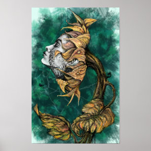 Sonnenblumen-Frau Surrealismus Poster Kunst - Male