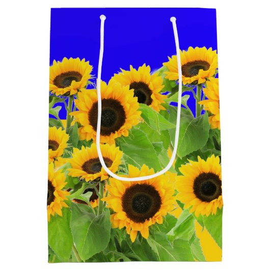 Sonnenblumen - Freiheit Ukraine Frieden ukrainisch Mittlere Geschenktüte (Rückseite)