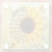 Sonnenblumen-Freundschaftszitat Glasuntersetzer (Rückseite)