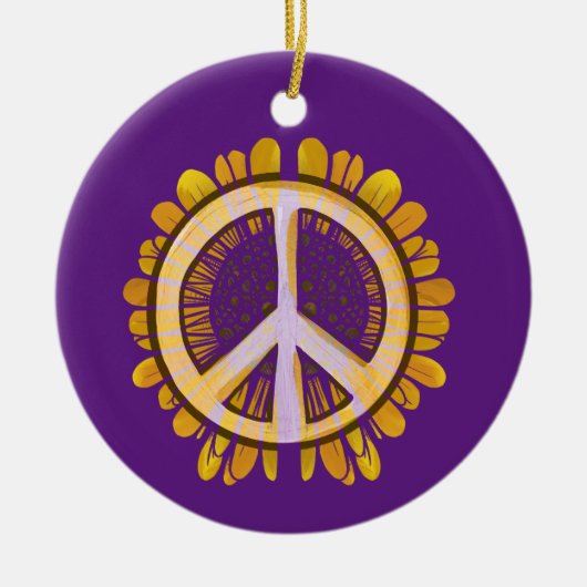 Sonnenblumen Friedenszeichen Kunst Niedliche fried Keramik Ornament (Vorne)