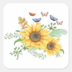 Sonnenblumen Frühling Quadratischer Aufkleber