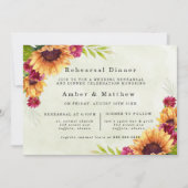 Sonnenblumen Frühling Rosa Probe Abendessen Einladung (Vorderseite)