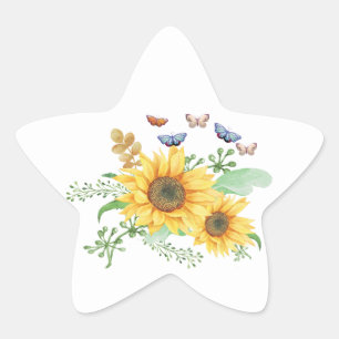 Sonnenblumen Frühling Stern-Aufkleber